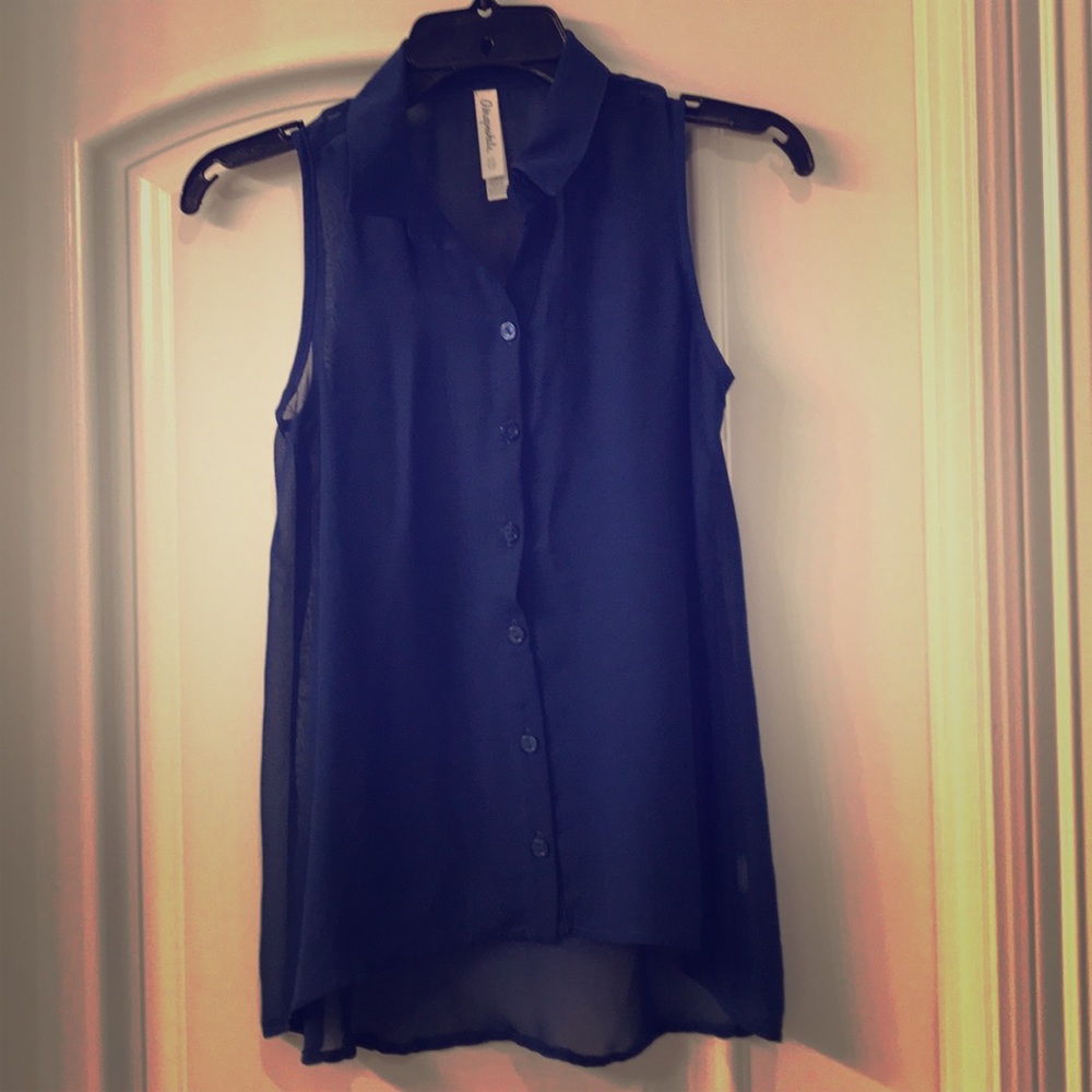NWOT Aeropostale Navy Sheer Button Down Top-Sz XS